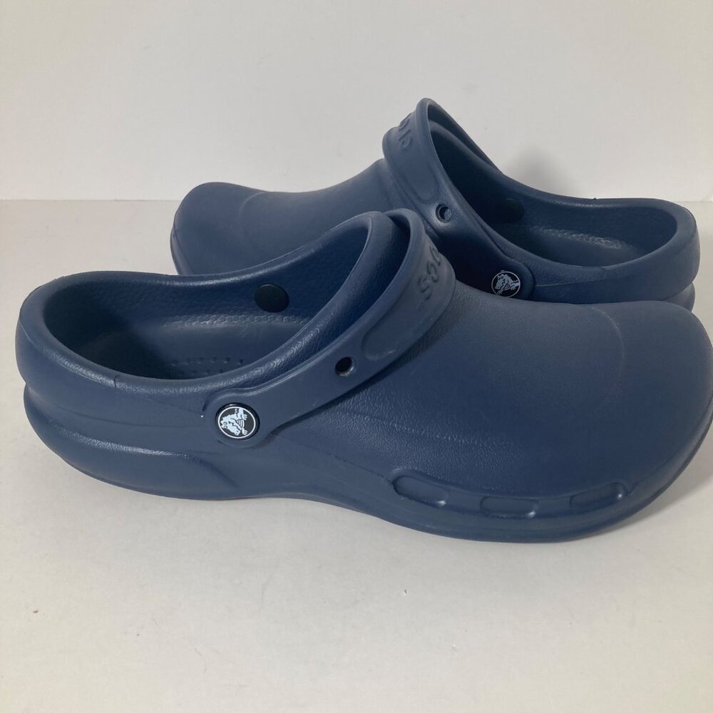 Crocs Slip Resistant Shoes W12 M10 Blue Bistro Clogs